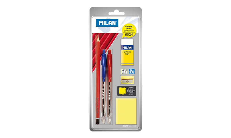 Milan Stationery Set, 6 piece Set, Carded, School or Office items