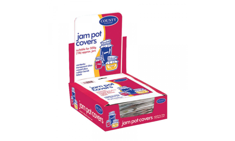 County Jam Pot Covers 500g Size 25pk, Retail display