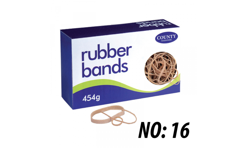 County Stationery Boxed Rubber Bands Size 16, 454g (New Lower Price for 2022)