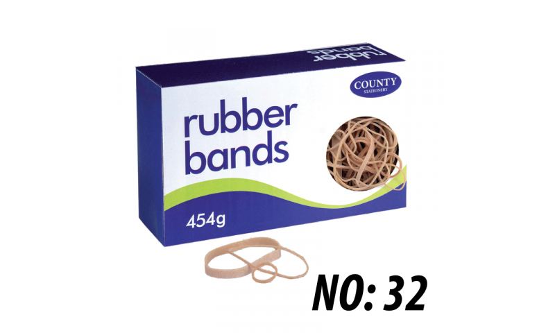 County Stationery Boxed Rubber Bands Size 32, 454g