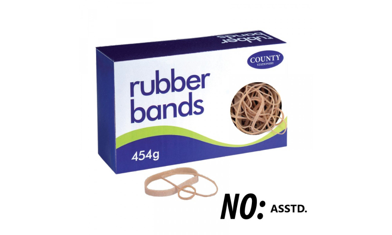 County Stationery Boxed Rubber Bands Size: ASSTD.  454g