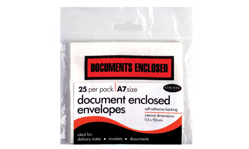 County Stationery A7 Document Enclosed Envelopes 25pk