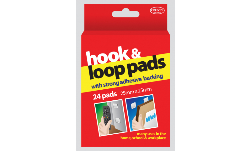 County Hook & Loop Velcro 25x25mm, 24pcs, Hangboxed