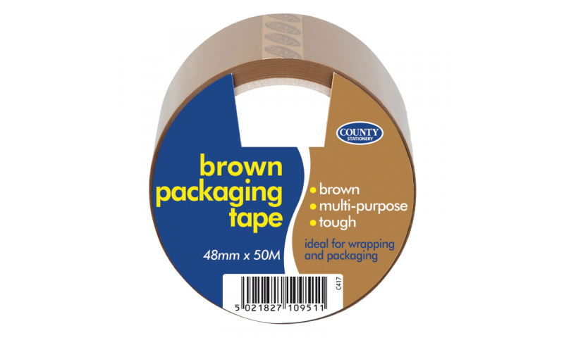 County Stationery Brown Packing Tape 48mm x 50m Pk 6.
