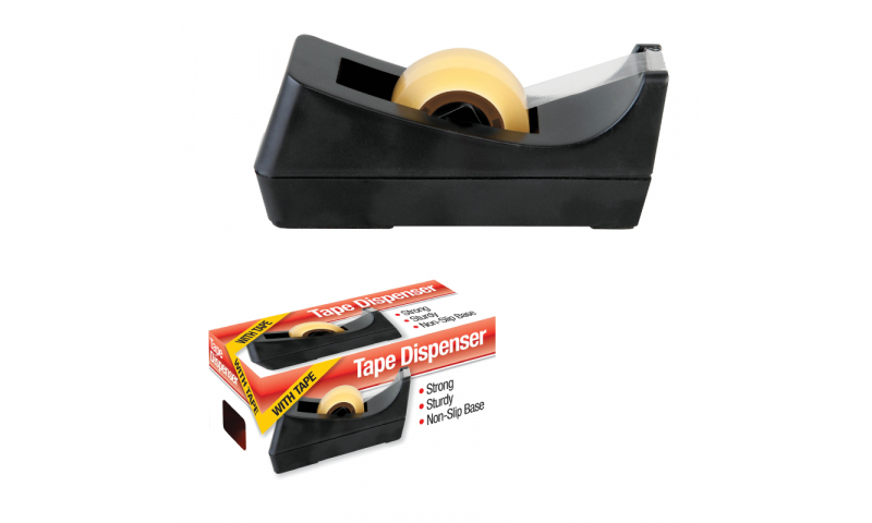 County Stationery Small Desk Tape Dispenser with FREE Roll of Clear Tape
