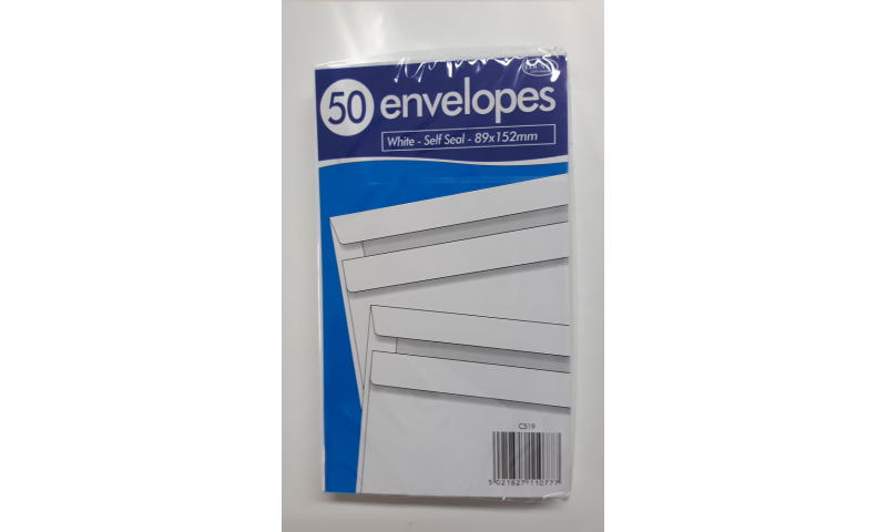 Just Stationery 3.5 x 6" / 89x125mm White S/Seal Envelopes - Pack 50 (New Lower Price for 2021)