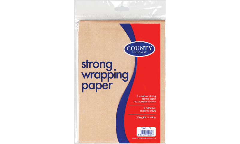 County Brown Paper Folded including Labels & String 1m x 75cm, 2 Sheets