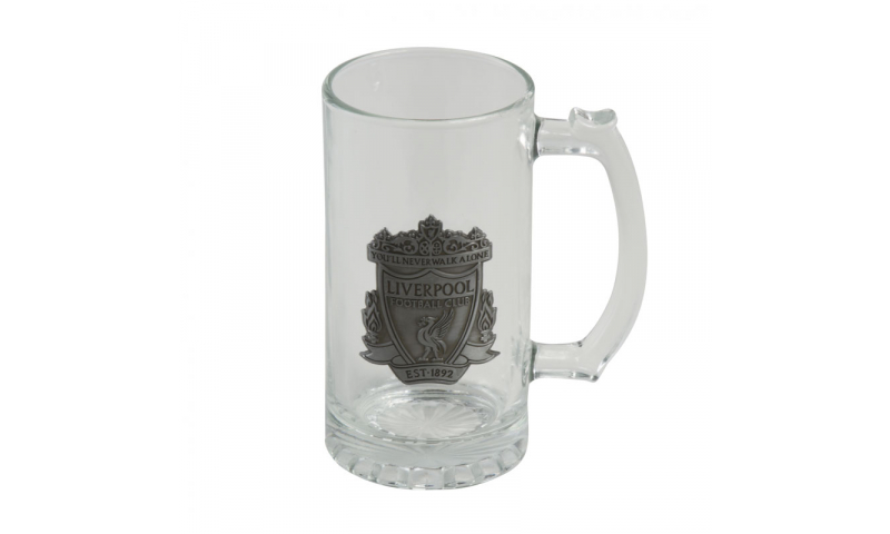 Glass Tankard with Metal Plaque