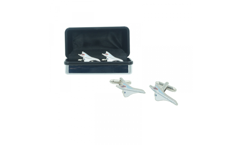 Concorde Metal Cufflinks Set - Gift Boxed Shaped Concorde
