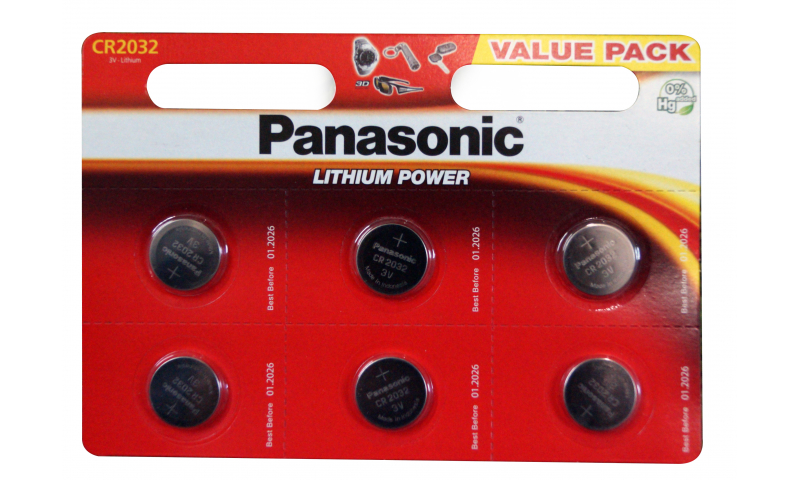 Panasonic Lithium Button Cell Batteries 6pk 2016 Size