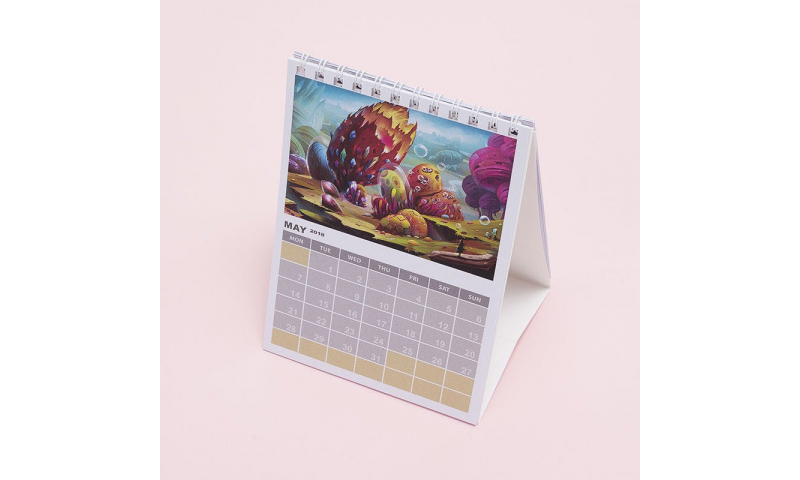 Desk Calendar Portrait Wiro Tent Style Bespoke Full Colour, A6  1 Months to View