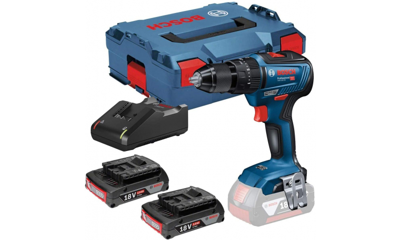 Bosch Professional 18V System Cordless Combi Drill GSB 18V-55 (2x2.0 Ah Battery, Charger 18V-40, in L-BOXX 136)