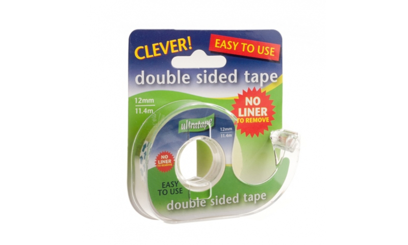 Ultratape Clever Double-sided Tape12mm x 11.4M, on dispenser, no liner.