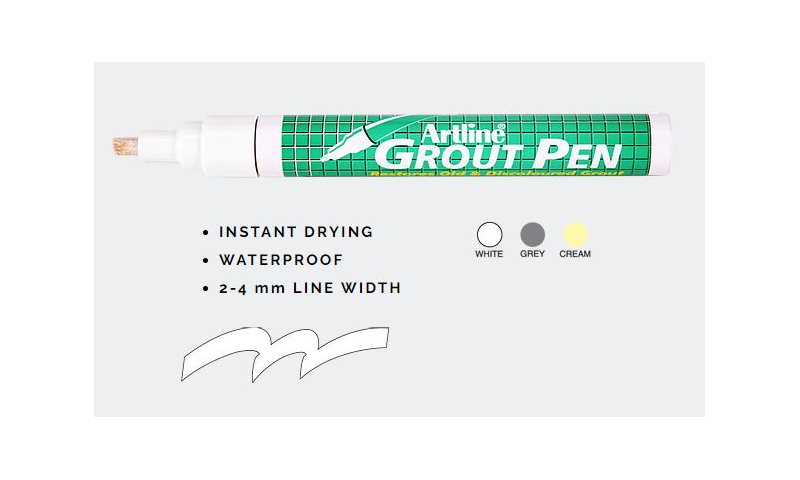 Artline Grout Pen, Instant Dry, Waterproof, 2-4mm Nib - 3 Colours to choose