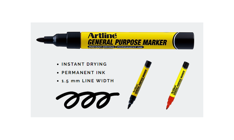 Artline General Purpose Marker, 2 colours to choose.