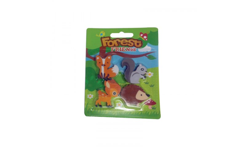 Novelty Forest Friends, 4pk Eraser, Carded (New Lower Price for 2022)