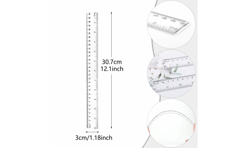 30cm Shatterproof Clear Contract Ruler