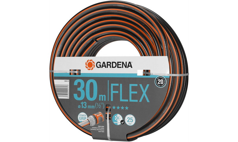 Gardena Comfort FLEX Hose, 13 mm (1/2 Inch), 30 m: Flexible garden hose, Power Grip Profile, keeps its shape, high-quality spiral mesh textile, 25 bar burst pressure, no system parts