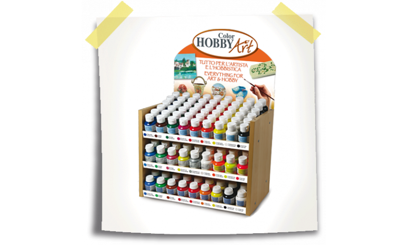 Toycolor Hobby Art Acrylic & Textile Paint, Wooden Counter Display. Stock 162 Pots x 50ml