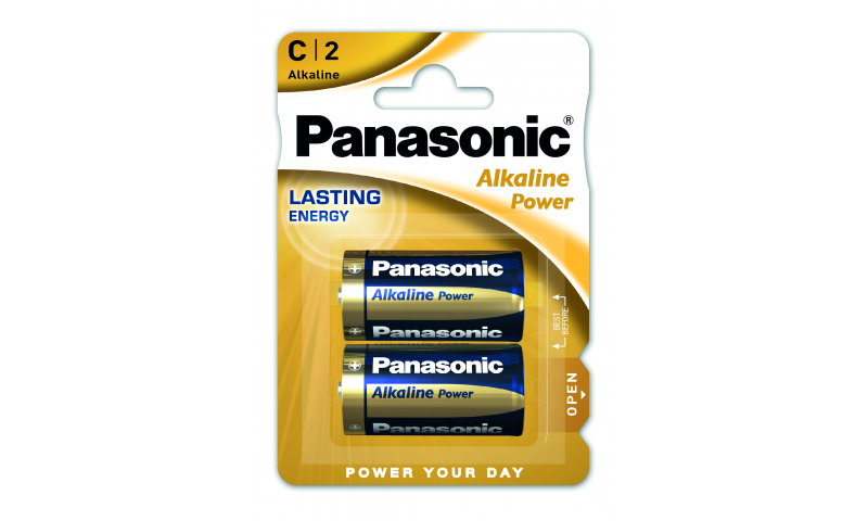 Panasonic Alkaline Batteries LR14/C Size 1.5v 2 Pack
