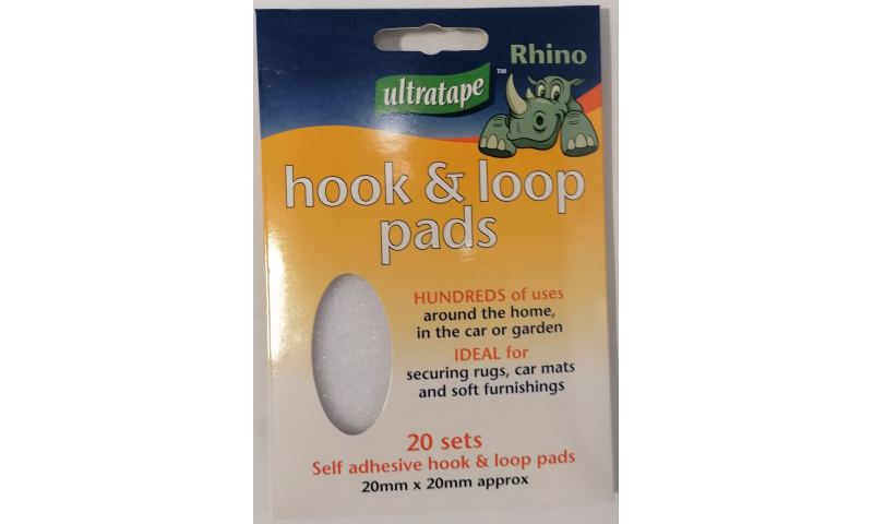 Ultratape Self adhesive Hook & Loop pads, White, pack of 24.