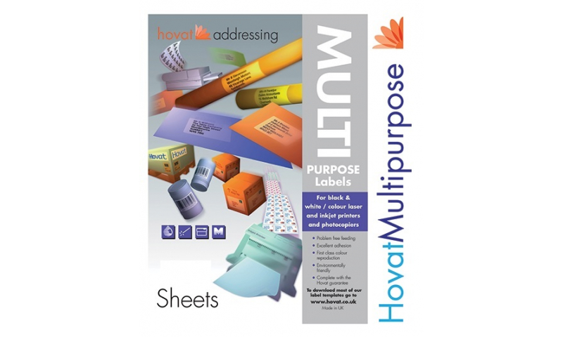 Hovat Multi-Purpose Labels Heavyweight, White , 100 Sheet, 24 Per Sheet, Butt Cut Edges