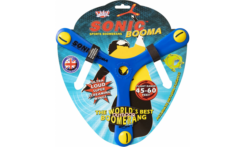 Wicked Sonic Booma Sports Boomerang with Advanced Tri-blade Design, Stable & Accurate Return Flight, 15-20m Range