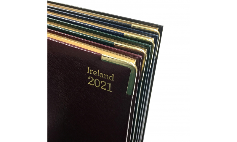 Tara Irish Supreme Deluxe Quarto Weekly Desk Diary 2022, Padded Cream Paper, Gilded, 3 Asstd colours