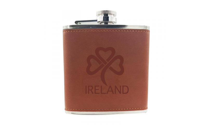 Ireland KeepMe Aluminium & Leatherette Hip Flask 5oz
