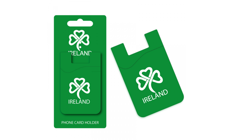 Ireland Shamrock Dark Green Silicon Credit Card Phone Holder - Hangcarded