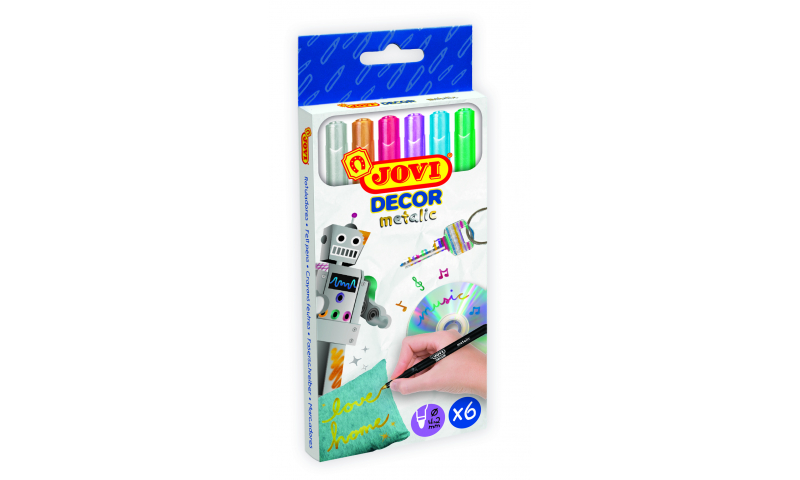 JOVI Decorate Metallic Markers, Hangpack of 6 assorted colours.  (New Lower Price for 2021)
