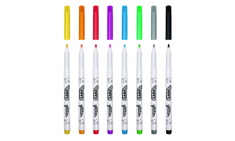 JOVI Glitter Fibretip Pens, Hangpack of 8 assorted colours