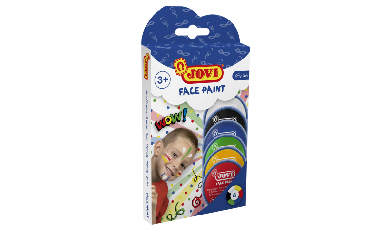 JOVI Face Paint, Easy Wash Cream- Hangpack of 6 Primary Colours - 8ml.