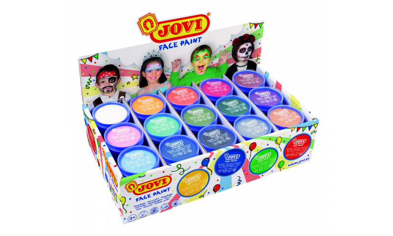 JOVI Face Paint, Easy Wash Cream - Retail display, 15 Colours- 8ml.