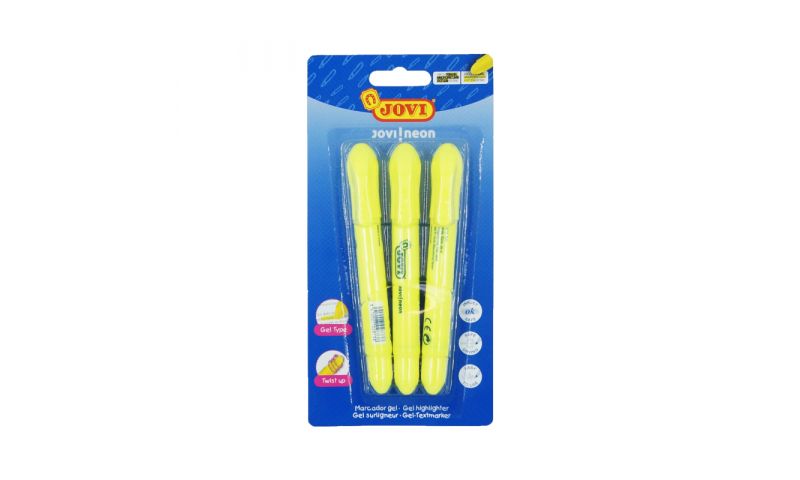 JOVI Neon Gel Twist Highlighters - 3 Pack Carded Yellow