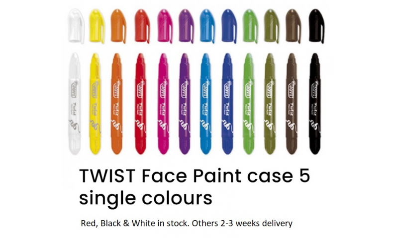 JOVI Face Paint Twist Up Style - 5pk Solid Colours, 12 Colour choices
