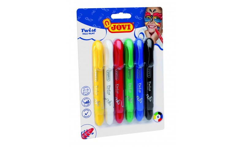 JOVI Twist Face Make Up Paints - blister of 6 assorted Primary colours. (New Lower Price for 2021)