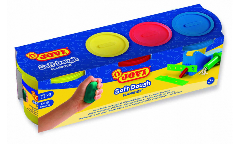 JOVI Soft Play Dough 3Pk of 110g, Asstd Primary Colours. (New Lower Price for 2021)