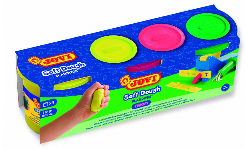 JOVI Soft Play Dough 3Pk of 110g Asstd Neon Colours