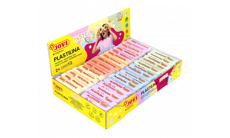 JOVI Pastel Modelling Clay 50g - Display Unit, 5 each of 6 Pastel Colours