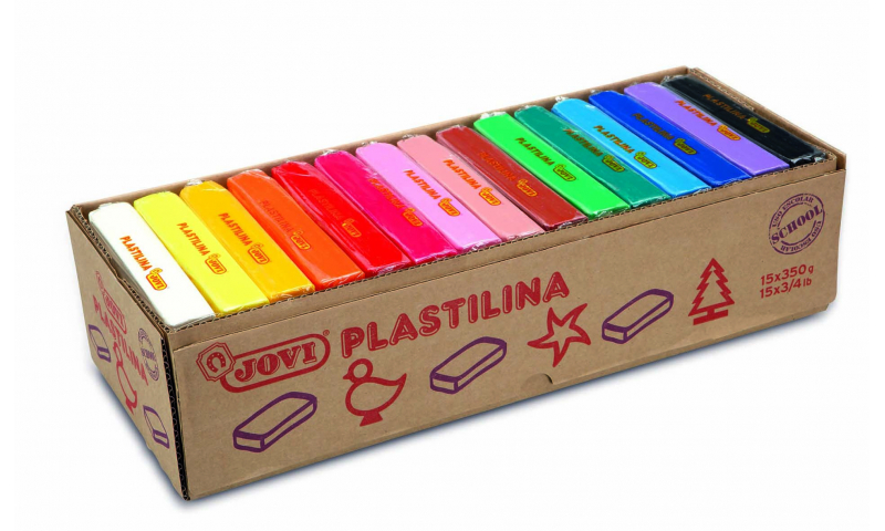 JOVI Plastilina Modelling Clay Tray of 15 units - 350gr - 15 assorted colors