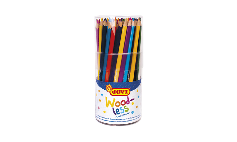 Jovi Eco Woodless Triangular Pencils, 12 Asstd Colours, Tub Display