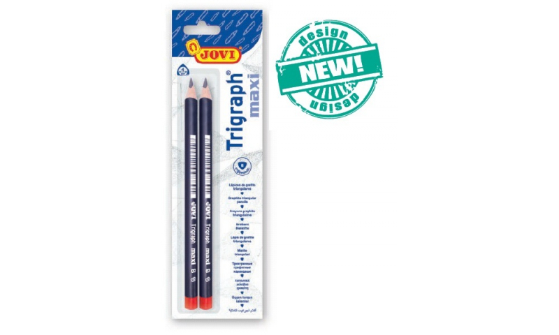 JOVI Trigraph Jumbo Beginners Pencils B Soft Lead, Twinpack Carded