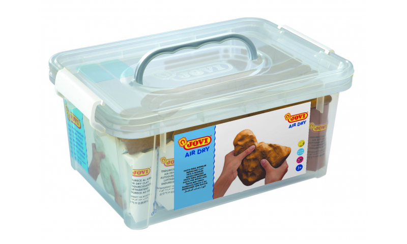 JOVI Air Drying Modelling Clay - Carry box of 5 White & 2 Terracotta 500g & 20 tools
