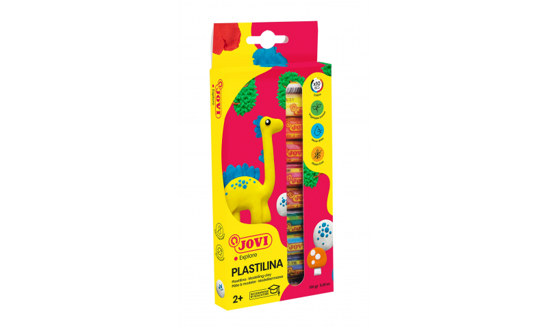 JOVI Plastilina Modelling Clay  10 x 15g Primary Colours, hangpacked. (New Lower Price for 2021)
