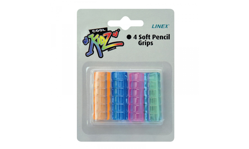 Linex Silicon Pencil Grips, 4pk, Asstd Carded