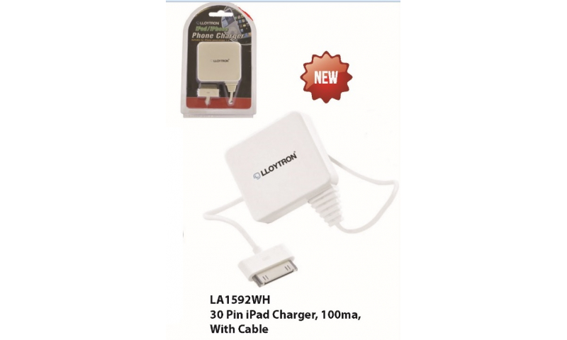 Lloytron 30pin ipad Charger, 100ma, with cable