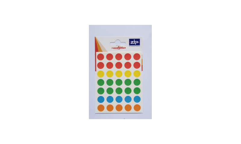 ZIP Coloured Circular Labels 140 per Pack 13mm - Asstd Colours