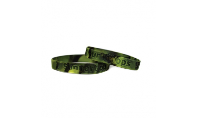 Camo Rubber silicone wristband , debossed print or overprint