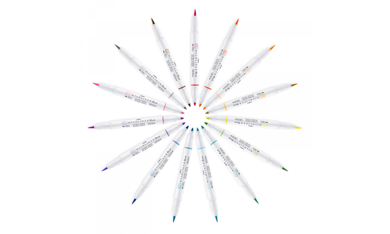 Zebra Mildliner Brush Twin Tip Marker, 10 colours to choose.